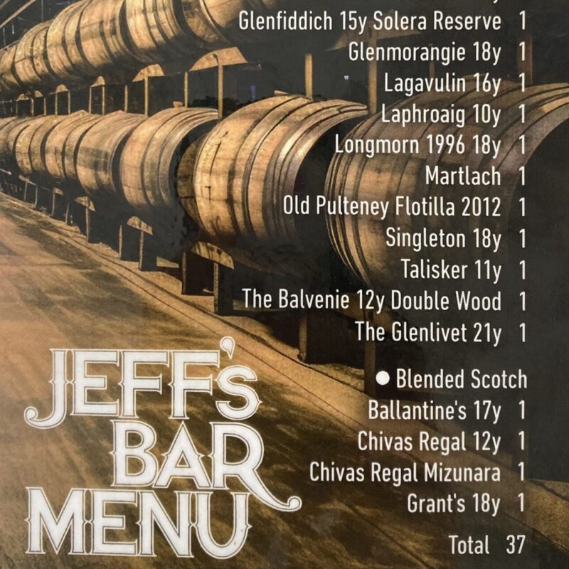 JEFF's BAR MENU